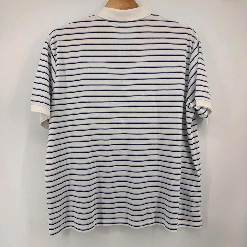 Polo Ralph Lauren Polo Shirt Mens 4XB White Blue Striped Short Sleeve Pony Logo